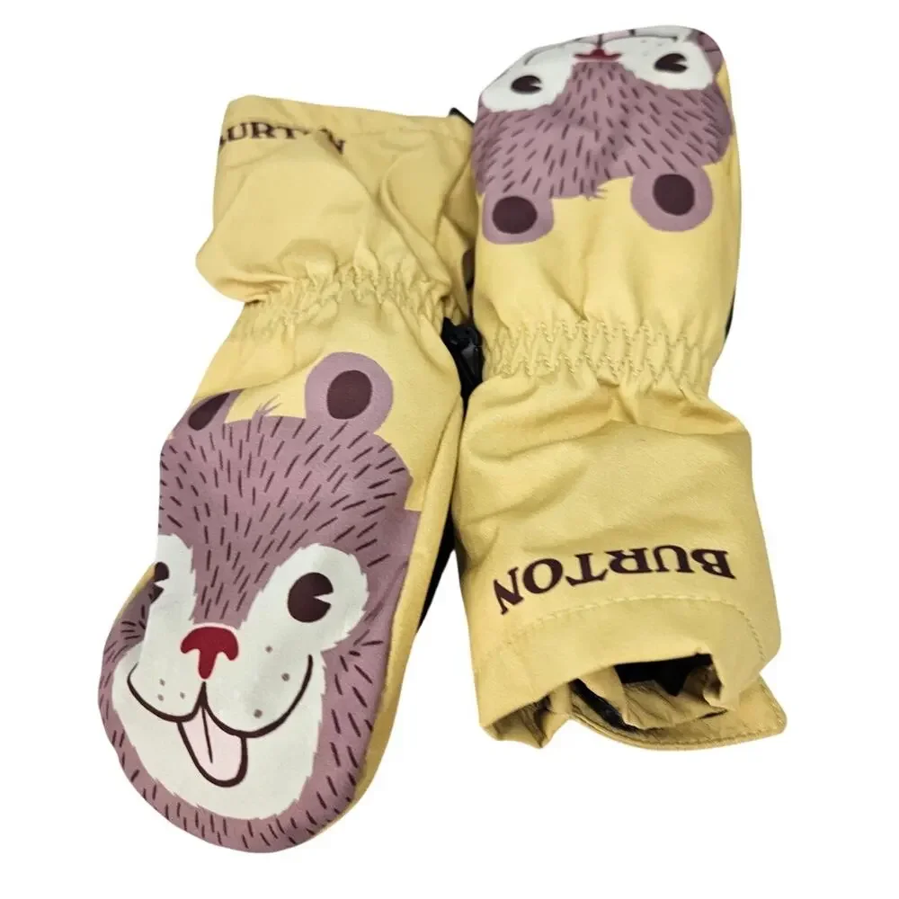 Burton Little Kids Yellow Minishred Grommitt Mittens Snow Bear Ski Snowboard